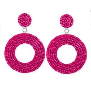 Boho Beaded Circle Drop Earrings